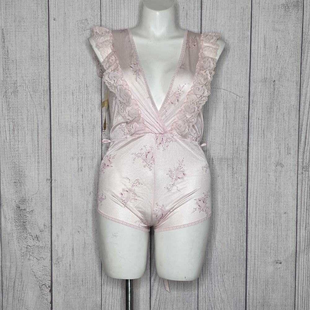 Vintage Taryn Alexander Pink Lace Lingerie Romper Deadstock, sz Large
